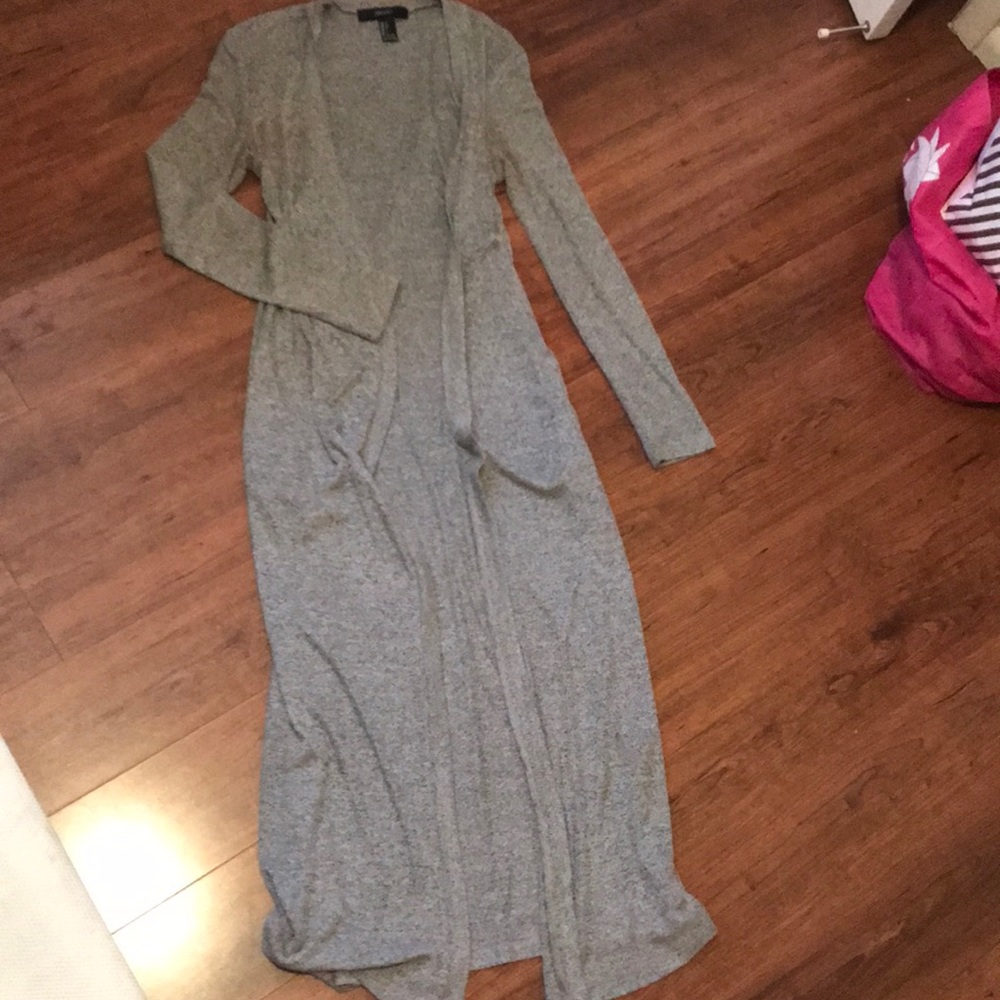 Gray long cardigan